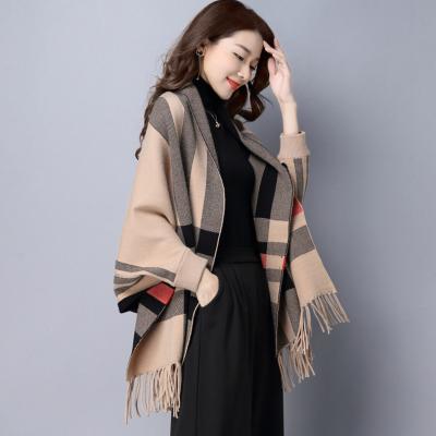 China Comfortable double-sided sleeve tassel temperament coat double-sided scarf shawl wool for sale