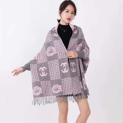 China Cashmere Casual Female Shawl Scarf Dual Function Warm Middle And Long Knitted Cardigan Coat for sale