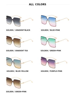 China Fashion Sunglasses Women Polarized Sunglasses No Logo Shades Sunglasses Shape Style Metal Square Frame Gradient Sunglasses for sale