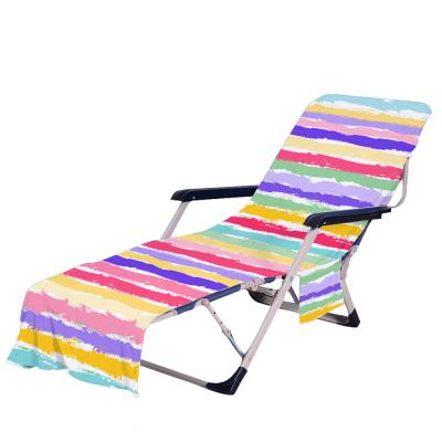 China Compressed Wholesale Striped Chair Towel Cover Microfiber Beach Chair Covers For Sun Bath for sale