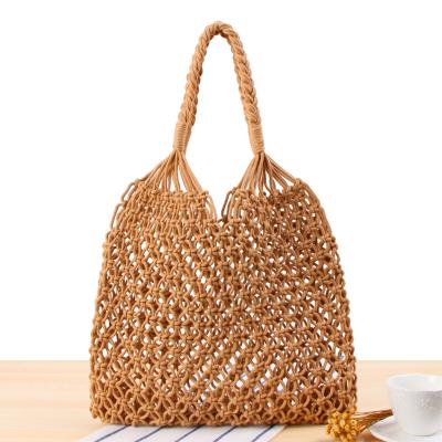 China Fashion Straw Bag Travel Beach Fishing Handmade Net Handbag Woven Shoulder Bag for Women for sale