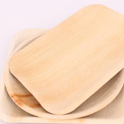 China Disposable Disposable Disposable Natural Areca Dish Platter and Banana Leaf Dishes Cutlery Palm Leaf Tableware for sale