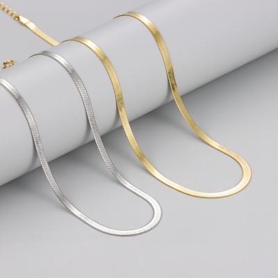 China FASHIONABLE style pure silver flat European American personality snake chain blade S925 neck clavicular chain plated with king inswind for sale