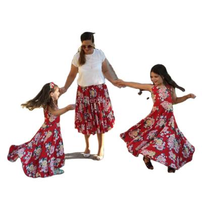 China Family Casual High Quality Clothing Printed Short Sleeve Mum and I Outfits Dresses Matching Mum and Daughter Outfits for sale