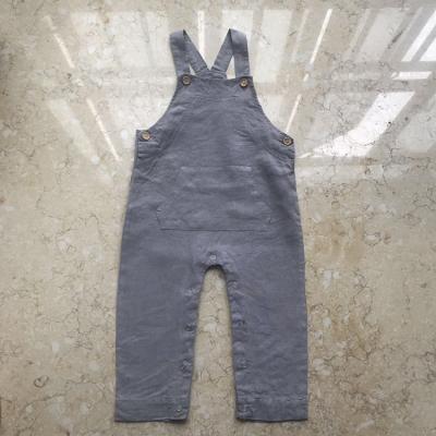 China Vintage Overalls Baby Organic Linen Clothes , Summer Strap Overalls Clothes Suspender Sheer Linen Pants for sale