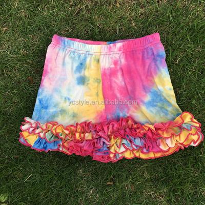 China Anti-pilling girls summer icing double ruffle tie dye hot shorts babies ruffle shorts for sale