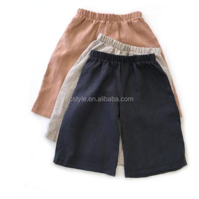 China Anti-wrinkle canvas culottes for baby boy, hot sale kids canvas pants with good quality cropped canvas pants for summer for sale