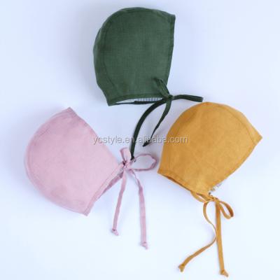 China High quality plush baby bonnets, baby boutique reversible canvas baby headgear, soft and comfortable hats. for sale