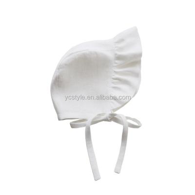 China Dobby Summer Canvas Cotton Visor Hats Floral Ruffle Overflowed Babies Plain Dyed Reversible Sun Hoods for sale