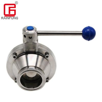 China SS304 2 Inch General Sanitary Stainless Steel PTFE Seat Tri Caliper Manual Clamp Butterfly Ball Valve for sale