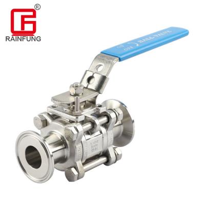 China RAINFUNG Manual Tri 3PC Ball Valve 304 General Sanitary 1inch Flange Stainless Steel For Beverage for sale