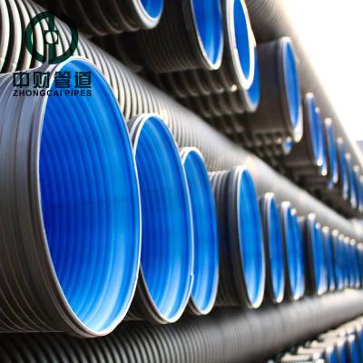 China Corrosion Resistant Zhongcai pipe PE double wall corrugated pipe High quality HDPE For drainage Customized Plastic culvert pipe SN4 SN8 110-800mm for sale