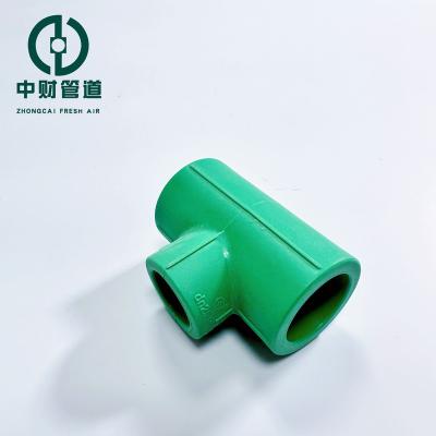 China Corrosion Resistant  Frost resistant Zhongcai pipes PPR water supply pipe fittings Frost resistant series Green home decoration Straight Tee different diameter joint for sale