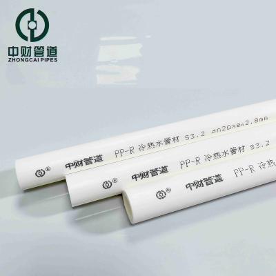 China Corrosion Resistant Zhongcai pipes PPR cold and hot water supply pipes Home decoration series drinking water pipes white PPR S3.2 dn20 for sale