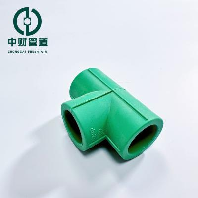 China Corrosion Resistant Frost resistant Zhongcai pipes PPR water supply pipe fittings Frost resistant series Green home decoration Straight Tee Equal diameter joint for sale