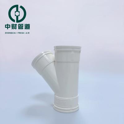 China Corrosion Resistant Zhongcai PVC pipe fittings Customized Equal diameter diagonal tee of drainage pipe Sewer conduit Cheap Factory Wholesale 75mm for sale