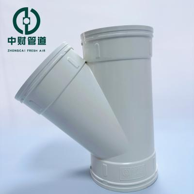 China Corrosion Resistant Zhongcai PVC pipe fittings Customized Equal diameter diagonal tee of drainage pipe Sewer conduit Cheap Factory Wholesale 160mm for sale