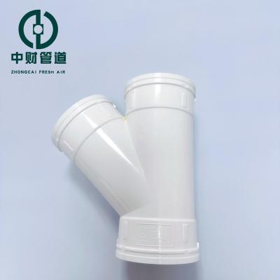 China Corrosion Resistant Zhongcai PVC pipe fittings Customized Equal diameter diagonal tee of drainage pipe Sewer conduit Cheap Factory Wholesale 110mm for sale