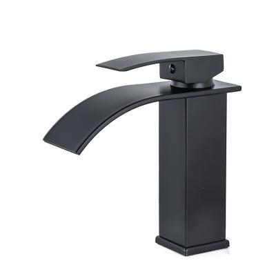 China Other Nordic black painting waterfall faucet cold and stainless steel faucet table basin basin bathroom cabinet single hole wate hot for sale