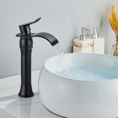 China New GOLD Basin High Waterfall Tap Basin Faucets Hot And Cold Water Faucet Deck Installation Black Counter Basin Metered Modern Bathroom Sink Faucet for sale