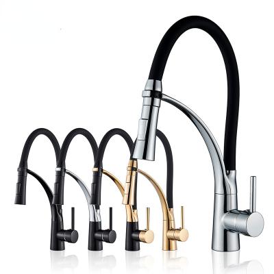 China Pull Out Jet Pull Down The Sink Faucet Black Kitchen Faucet Single Lever Jet Head High Pressure Gold Mixer Tap for sale