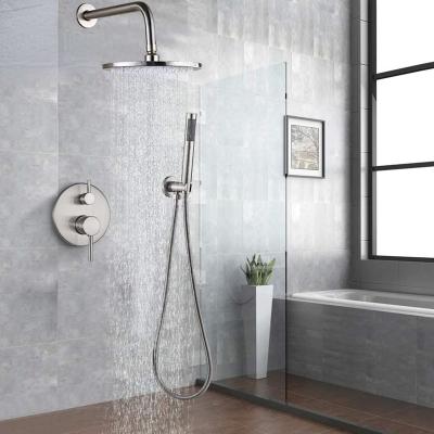 China Slide Bar Free Hot Cold Shower Bathroom Swept Mixing Faucet 2 Modes Wall Mounted Nickel Rain Shower Faucet Concealed Shower Faucet for sale