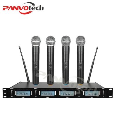 China Professional Handheld Microphone Panvotech UHF Microfone SEM fio System , UHF Microfone SEM fio With 4 Channel Wireless Microphone for sale