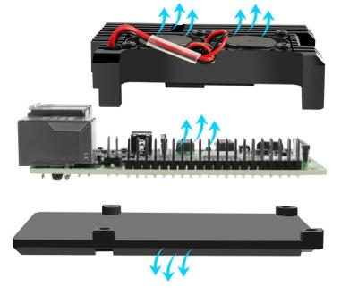 China Raspberry Pi 4 B Aluminum Alloy Cooling Metal Cooling Armor Case Shell Box With Dual Fan for sale