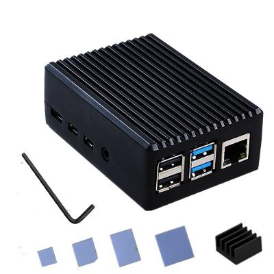 China Raspberry pi 4 B Heat Dissipatioin Black Aluminum Armor Case with Silicone Pads and Install Tool for raspberry pi 4B for sale