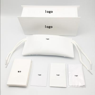 China 15 Years Experience Glass White Case Set Leather Drawstring Soft Bag Sunglasses Box Logo Sunglass Box Custom Packaging for sale