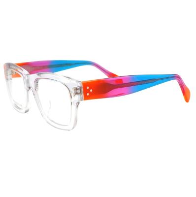 China 15 Years Experience Women Fit Retro Nerd Clear Monocle Glasses Frames Vintage Geek Square Big Rainbow Blue Glasses Frames for sale