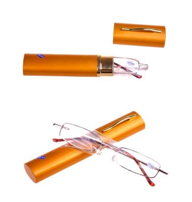 China 15 Years Experience Easy Carry Clip Tube Case Colorful Designer Full Frame Pen Reading Glass With Pen for sale