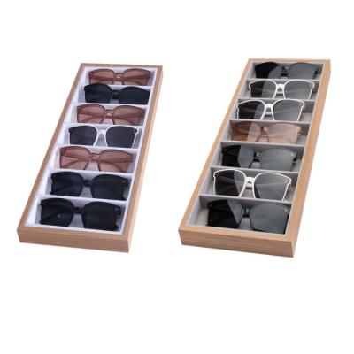 China Eco-friendly Sunglasses Storage 7 Pcs Eyewear Square Box Wooden Glass Jewelry Box Display for sale