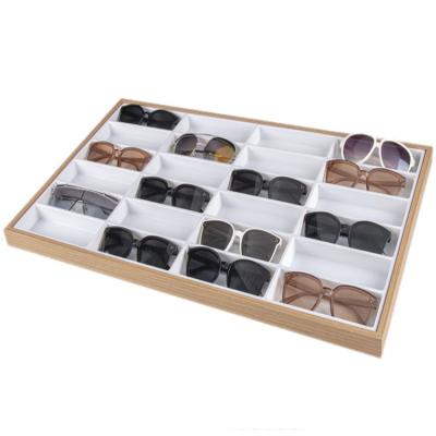 China Custom Made Sunglasses 24Pcs Wholesale Eco-friendly Wooden Sunglasses Packaging Jewelry Glass Display Box for sale