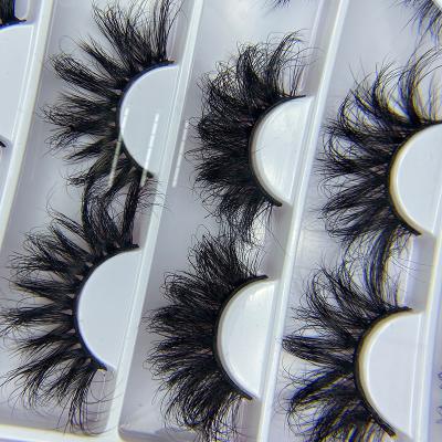 China Wholesale Thick Fluffy 3d Mink Full Strip Lashes Box False Eyelash Custom Packaging 25mm Mink Eyelash Tapered Vendor for sale