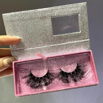 China Wholesale Thick Mink Lashes On Sales 25mm Mink Eyelash Bulk Glitter Lashbox Lashes Box Package Custom Seller for sale