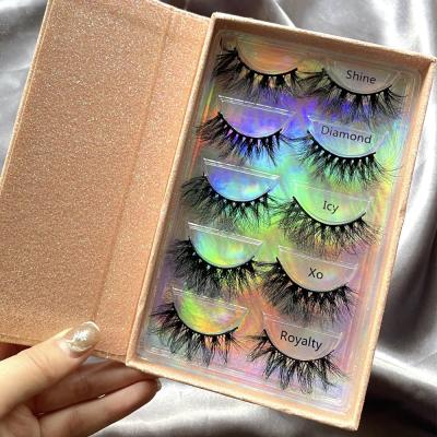 China Mink Vegan Eyelash Natural 3d Thick Silk Strip Lash Tray Private Labels Faux Lashbook Packaging Box Seller 5 Pairs Eyelashes for sale