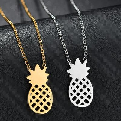 China CLASSIC Hollow Fruit Design Pineapple Shape Necklace Choker Stainless Steel Creative Layered Necklace for sale