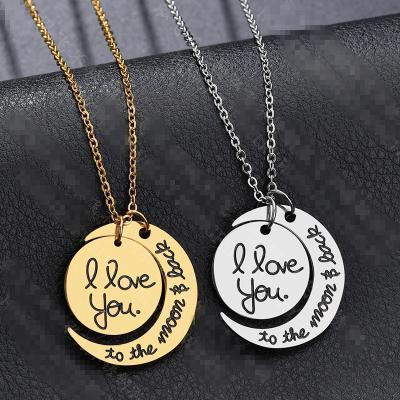 China CLASSIC Hot Sale Women Fashion Moon Sweater Pendant Necklace Long Stainless Steel Necklace Jewelry for sale