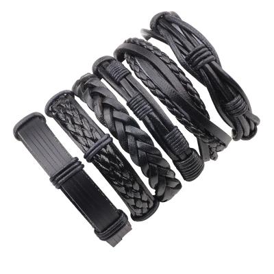 China Vintage Styles Set of Men's Leather Bracelet Men's Braided Bracelet Boyfriend Gift for Dad Husband Gift for sale