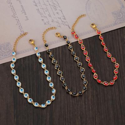 China High Polished Europe Fashion Hot Sale Creative Colorful Evil Eye Beads Stainless Steel Bracelet For Women Jewelry for sale