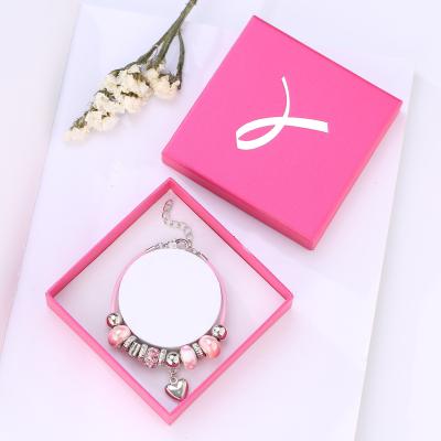 China 2021 TRENDY Fashion Jewelry Charity Benefit Product Pink Ribbon Breast Cancer Awareness Bracelet For Women Gilrs With Free Gift Box for sale