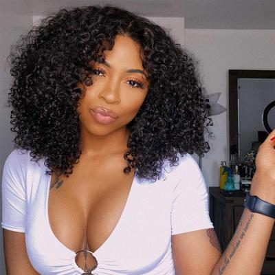 Cina Wholesale Brazilian Virgin Curly Natural Hairline 180% Density Lace Frontal Remy Human Hair afro curly human hair wig in vendita