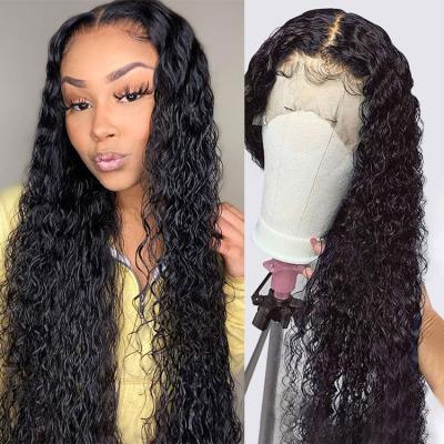 China Brazilian virgin hd transparent water wave wig human hair lace wigs 100% virgin human hair wholesale water wave human hair wig for sale