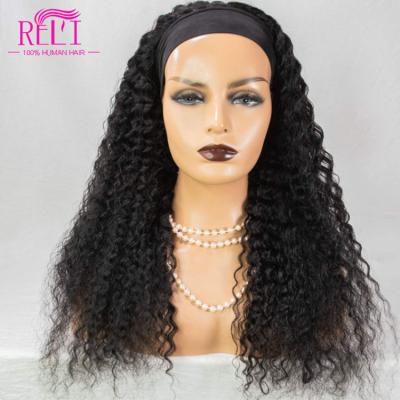 China Long length Custom Curly Hair Half Wig Cuticle Aligned Human Hair Headband Wigs for sale