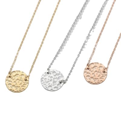 China New Environmentally Friendly eManco Stainless Steel Necklace With Simple Round Hammer Pattern Pendant And Lettering for sale