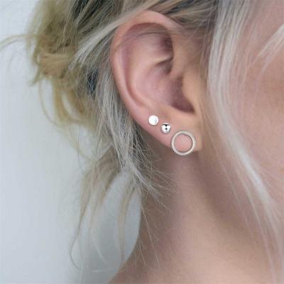 China eManco Environmental Friendly 316L Stainless Steel Layered Earrings Set Female Pierced Ear Stud Set Wholesale for sale