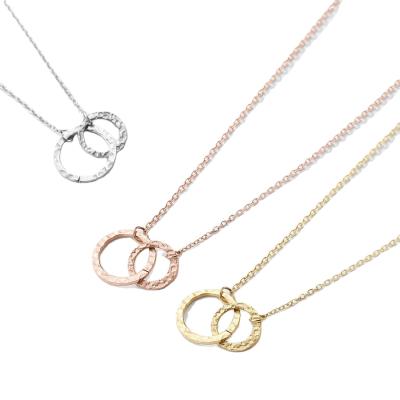 China Stainless Steel Environmental Friendly Simple Necklace For Women Double Circle Gold Fashion Jewelery Necklaces Pendant Minimalist for sale