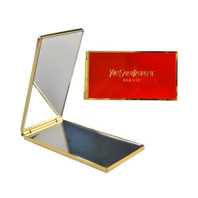 China Customized Square Folded Up Mini Cute Cosmetic Mirror Rose Gold Metal Personalized Pocket Mirror Trademark for sale