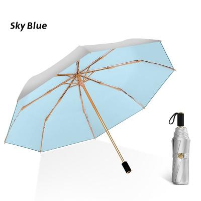 China UPF50+ Factory Product UPF50+ Glue UV Cooling Silver Umbrella Business Gift Umbrella Sunscreen And Rain Umbrella Sun Protection for sale